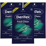 DenTek Fresh Clean Floss Picks front view of the 3 pack packaging highlighting extra tight teeth support.