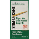 Stim-U-Dent Original Plaque Removers Mint 100 count front packaging showing wooden interdental picks.