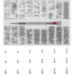 HexinYigjly 500 pack self tapping micro screws repair kit shown in a clear compartmentalized plastic storage box