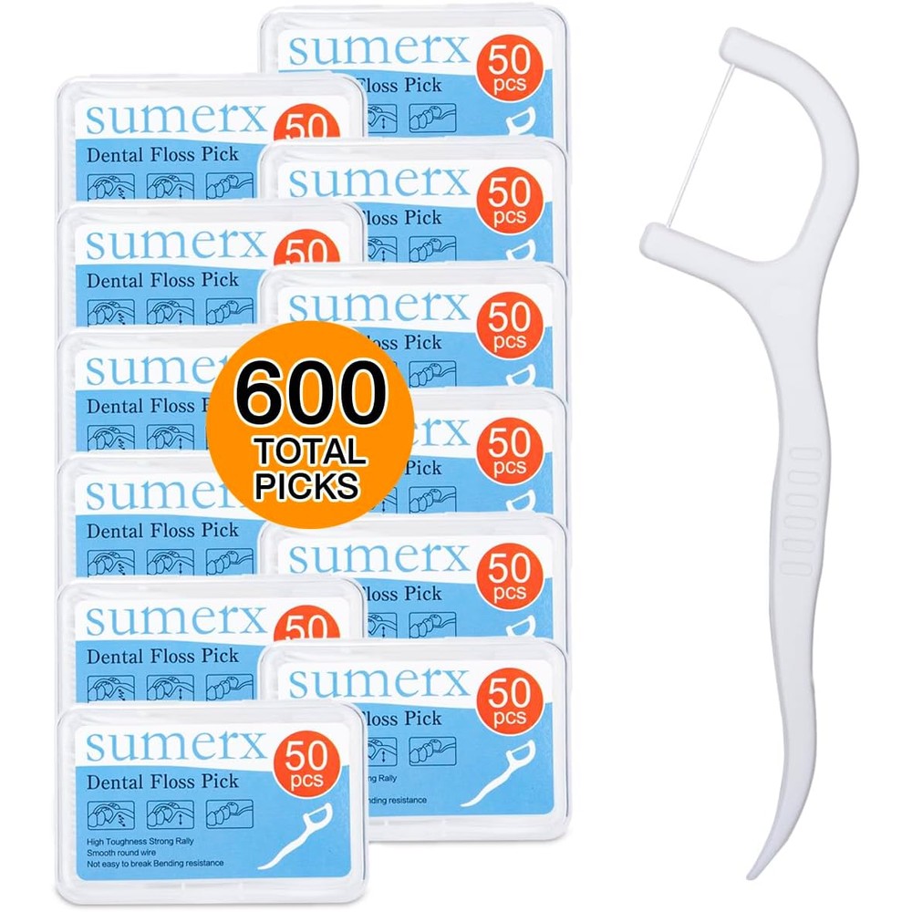 SUMERX dental floss picks 600 count box front view