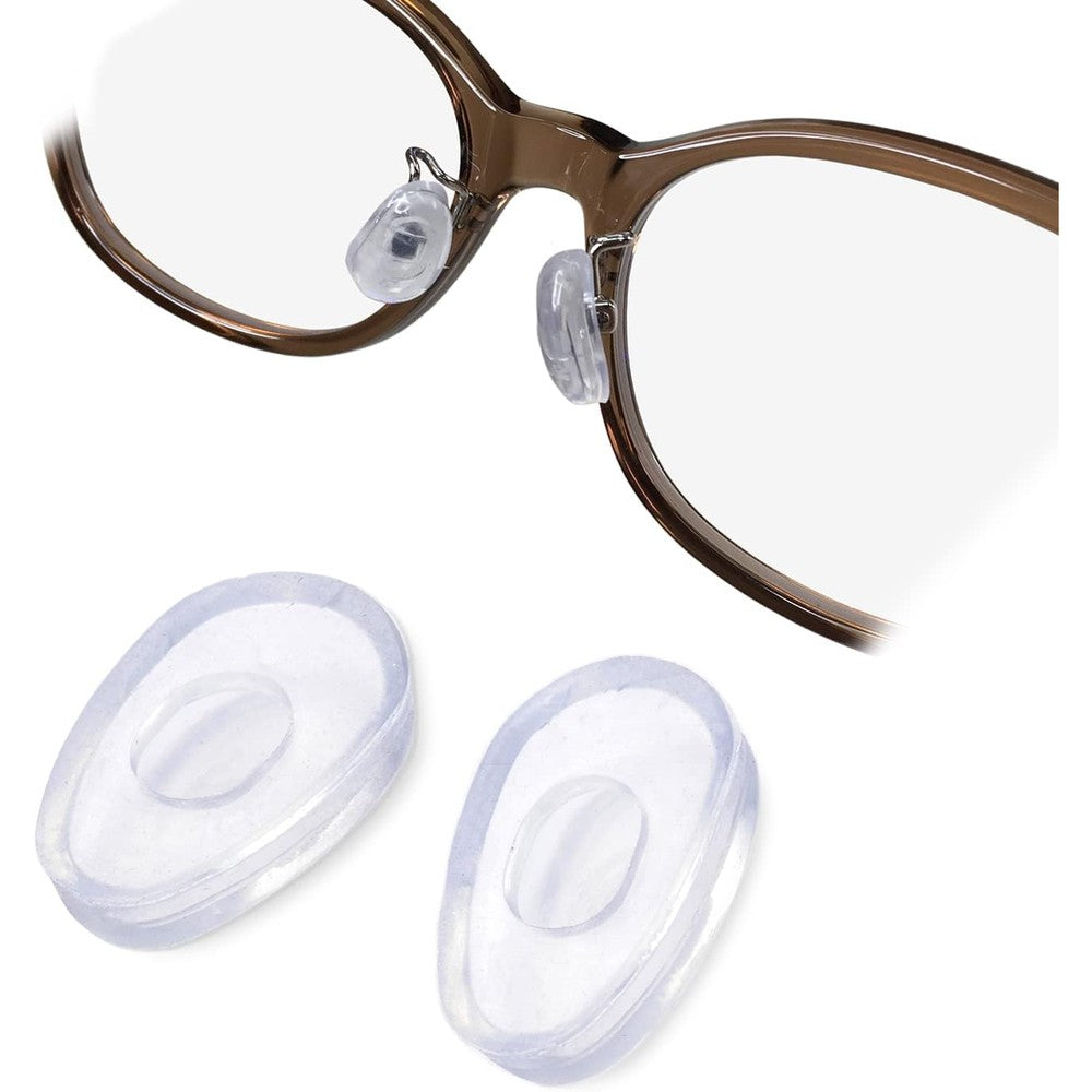 Mochi A Girl eyeglass nose pads front view clear silicone anti slip covers
