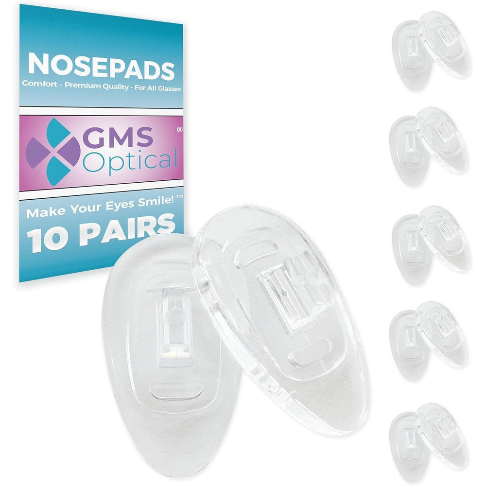 GMS Optical push-in tear drop silicone nose pads pack front view