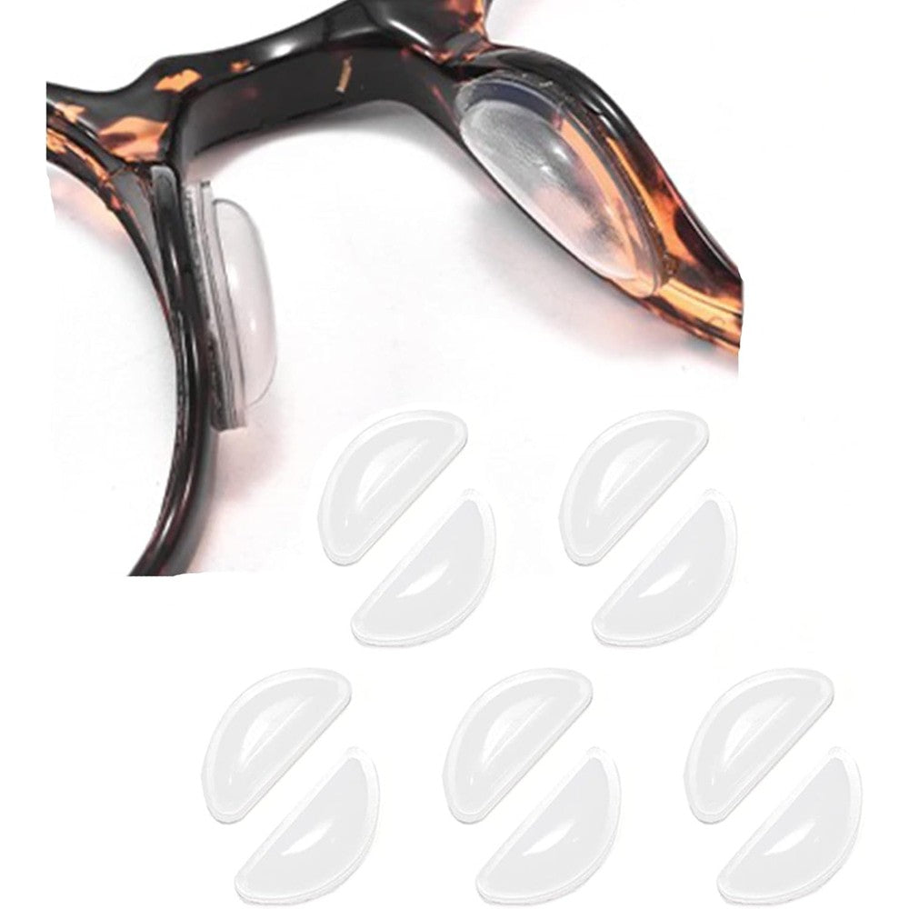 Omnful Eyeglass Nose Pads front view showing 5 pairs of clear silicone cushions