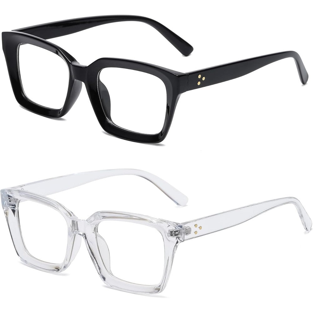Teumire classic clear lens glasses front view square frame