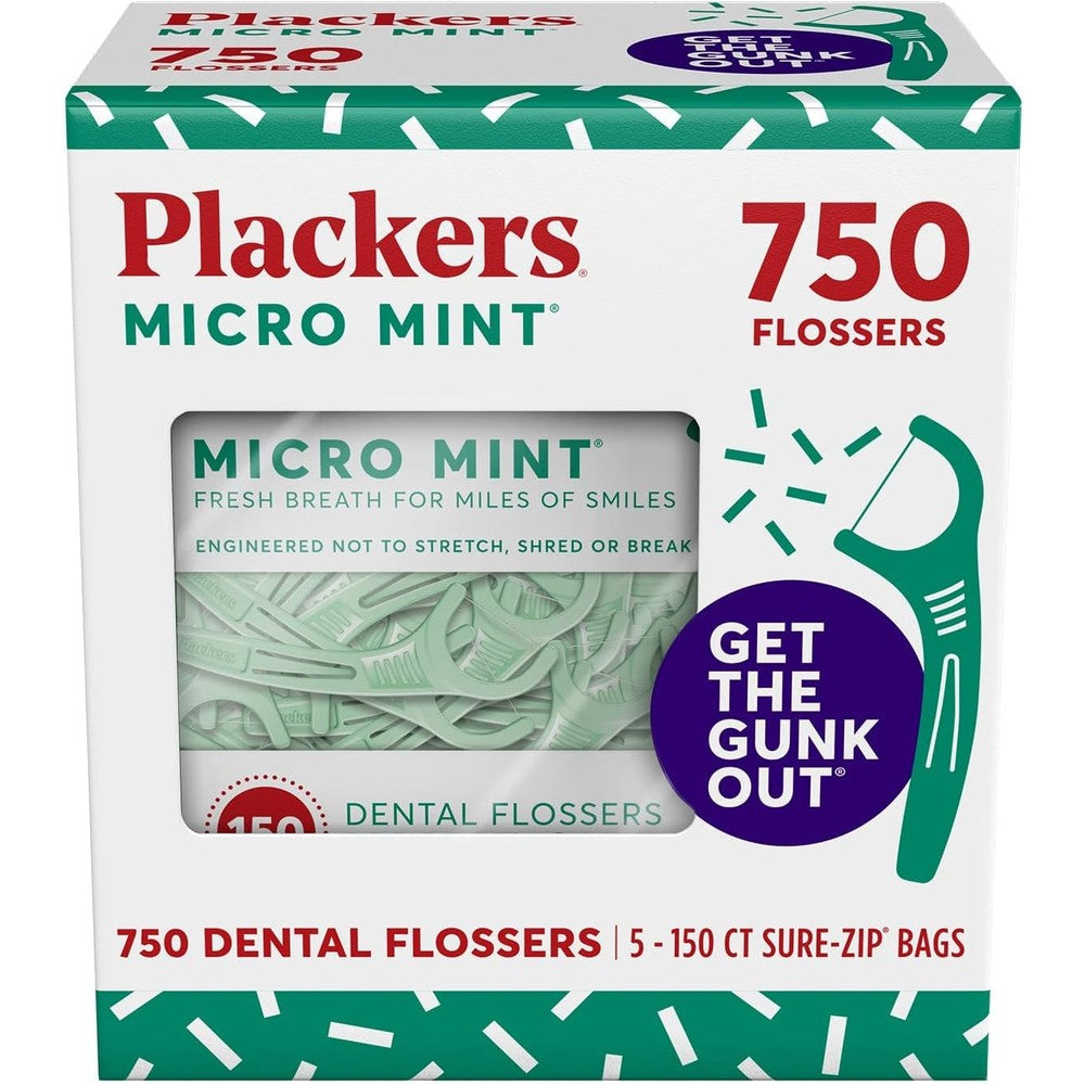 Plackers Micro Mint dental flossers front view of packaging