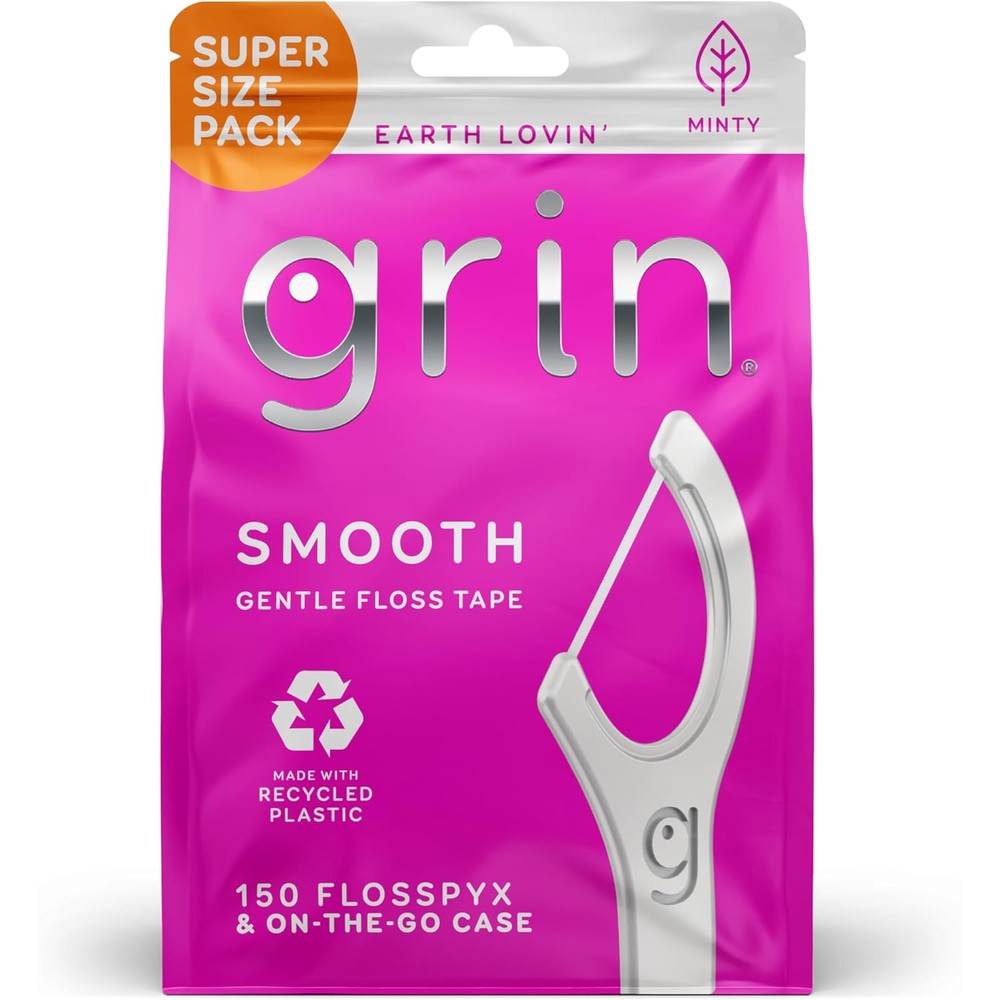 Grin Smooth Flosspyx Gentle Floss Picks 150 Count front packaging view