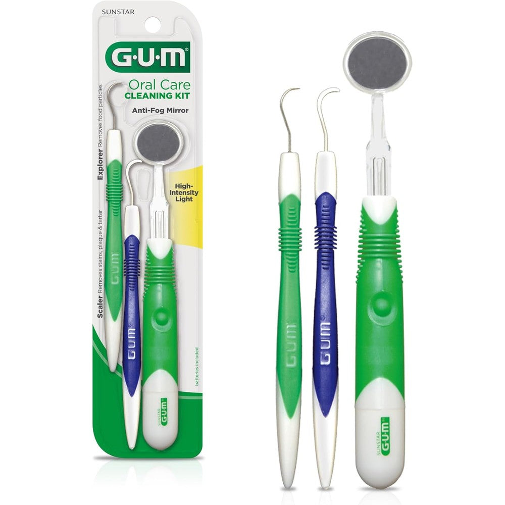 GUM Oral Care Dental Cleaning Kit front view professional stainless steel tools