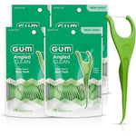 GUM Angled Floss Picks front view showing 4 packs of 75 dental flossers
