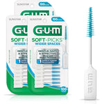 GUM Soft-Picks Wide Space pack of three front view for interdental plaque removal.