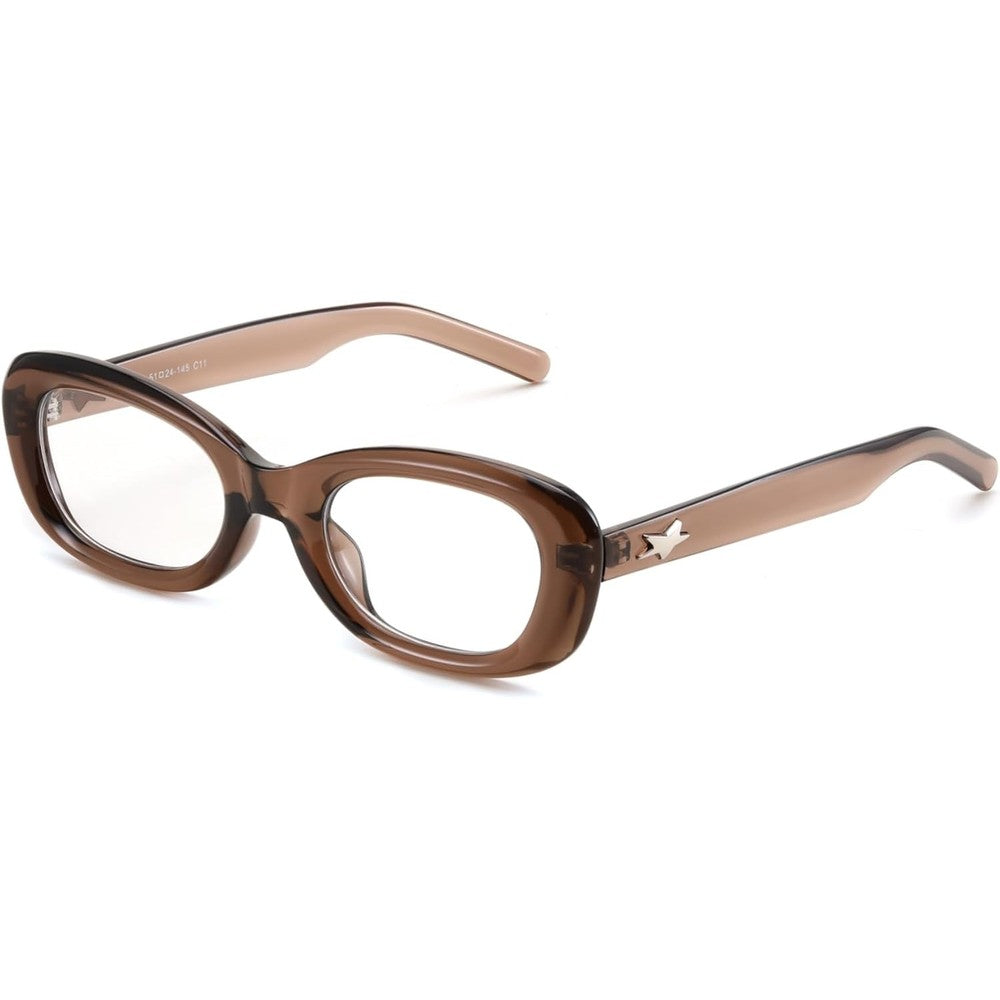 Feisedy Retro Oval Blue Light Glasses front view for women