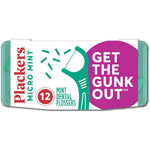 Plackers Micro Mint Dental Flossers front view of 12 count travel pack
