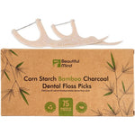Beautiful Mind natural dental floss picks 75 pack front view showing eco friendly packaging