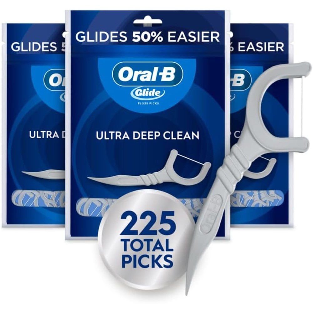 Oral-B Glide Ultra Deep Clean Floss Picks 75 count bags in a three pack bundle