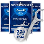 Oral-B Glide Ultra Deep Clean Floss Picks 75 count bags in a three pack bundle