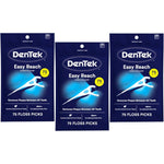 DenTek Easy Reach Complete Clean Floss Picks front packaging view showcasing 3 pack set