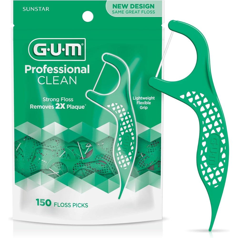 GUM Professional Clean Floss Picks front packaging view shred resistant dental flossers