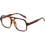 Breaksun oversized square aviator glasses with tortoise shell frame front view.