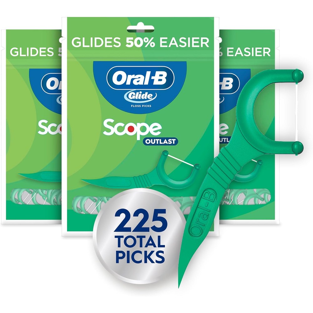 Oral-B Glide Mint Dental Floss Picks three pack bundle containing 225 total picks