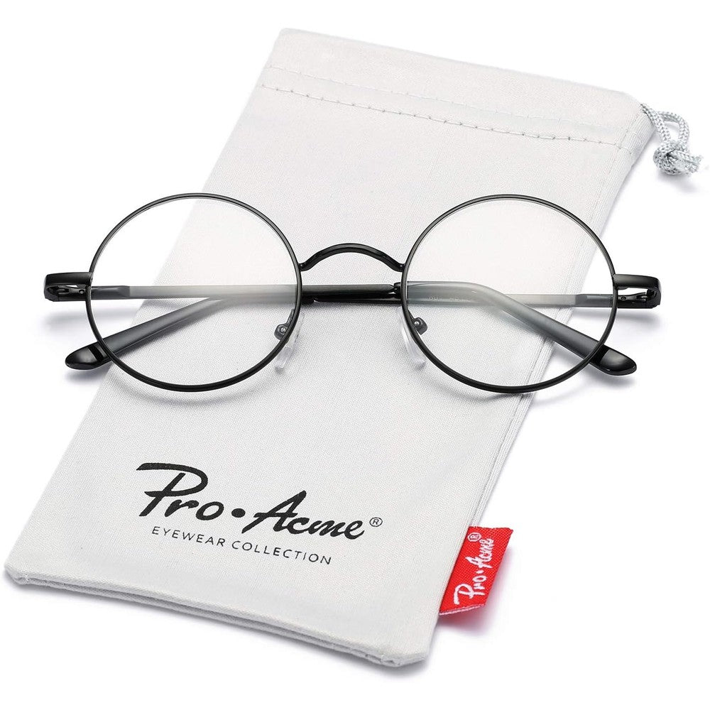 Pro Acme retro round metal frame clear lens glasses front view