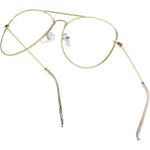 Aisswzber clear aviator glasses front view classic gold metal frame
