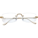 Linvo rimless gold rectangle glasses front view for fashion