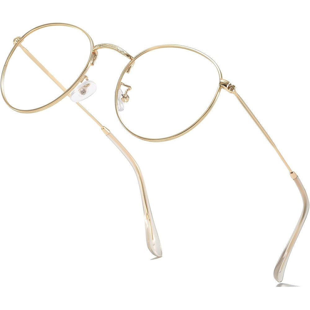 Aisswzber small round circle unisex clear lens glasses front view