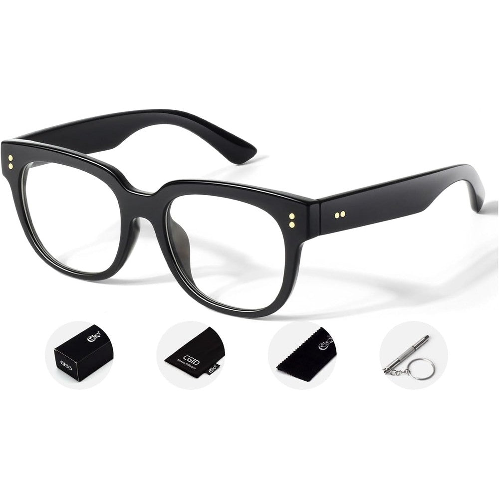 CGID oversized square clear lens glasses front view fashion accessory
