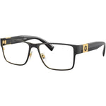 Versace VE 1274 1436 Matte Black Gold Rectangle Eyeglasses front view