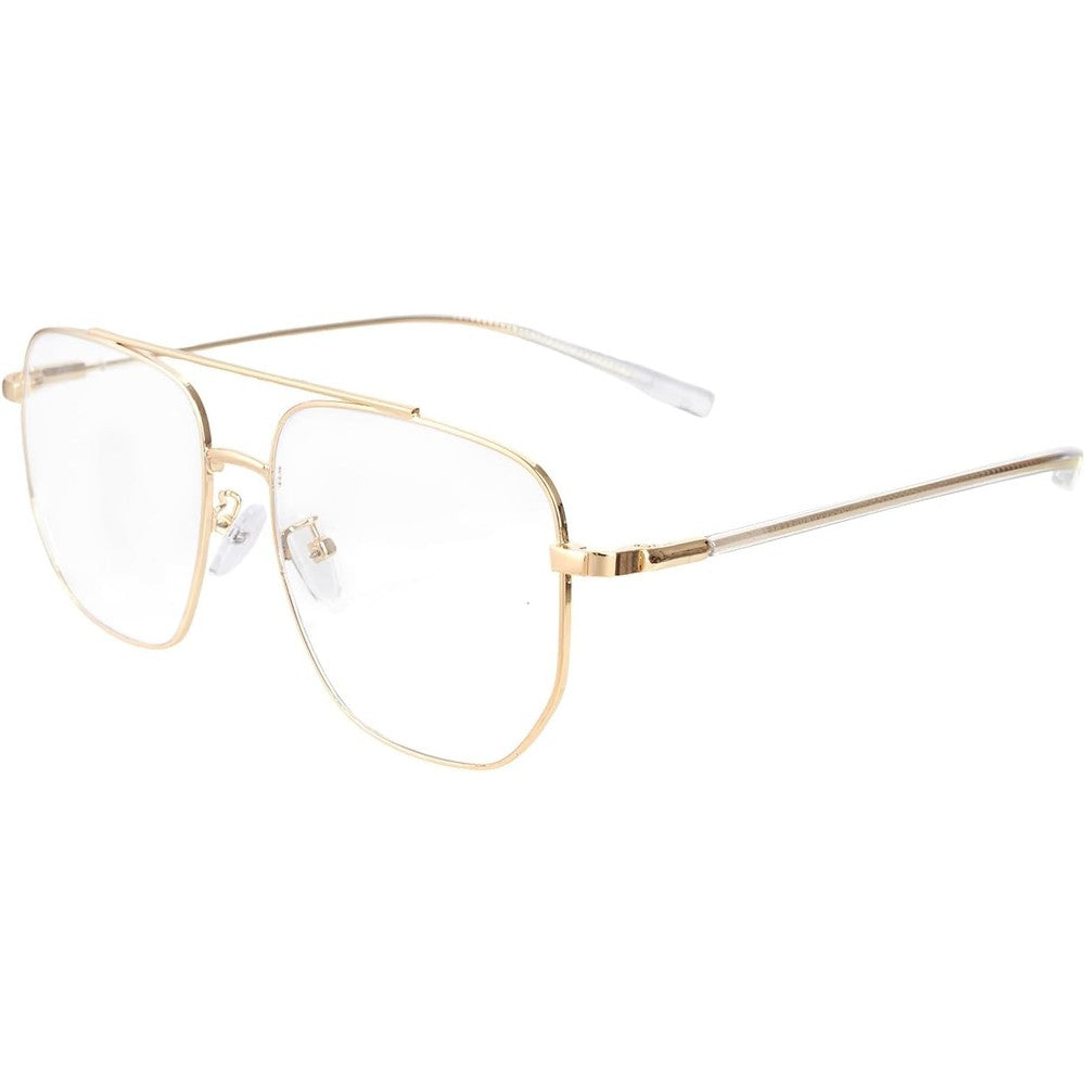 Hoyuwak clear aviator glasses with gold metal frame front view