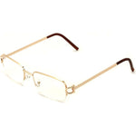 V.W.E. rectangular gold half rim metal eyeglasses front view