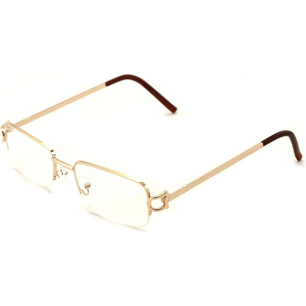 V.W.E. rectangular gold half rim metal eyeglasses front view