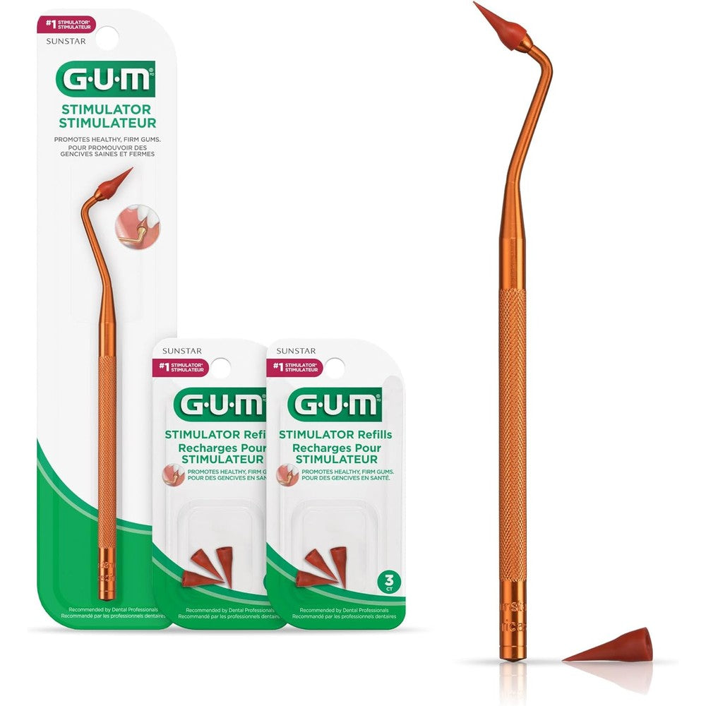 GUM Stimulator permanent handle and rubber tip kit front view