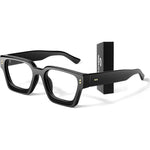 Sunier oversized thick square glasses front view with clear lenses