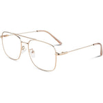 LINVO Fake Glasses Non-Prescription Clear Lens Metal Pilot Frame Front View
