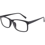GQUEEN Matte Black Rectangular Non Prescription Glasses front view