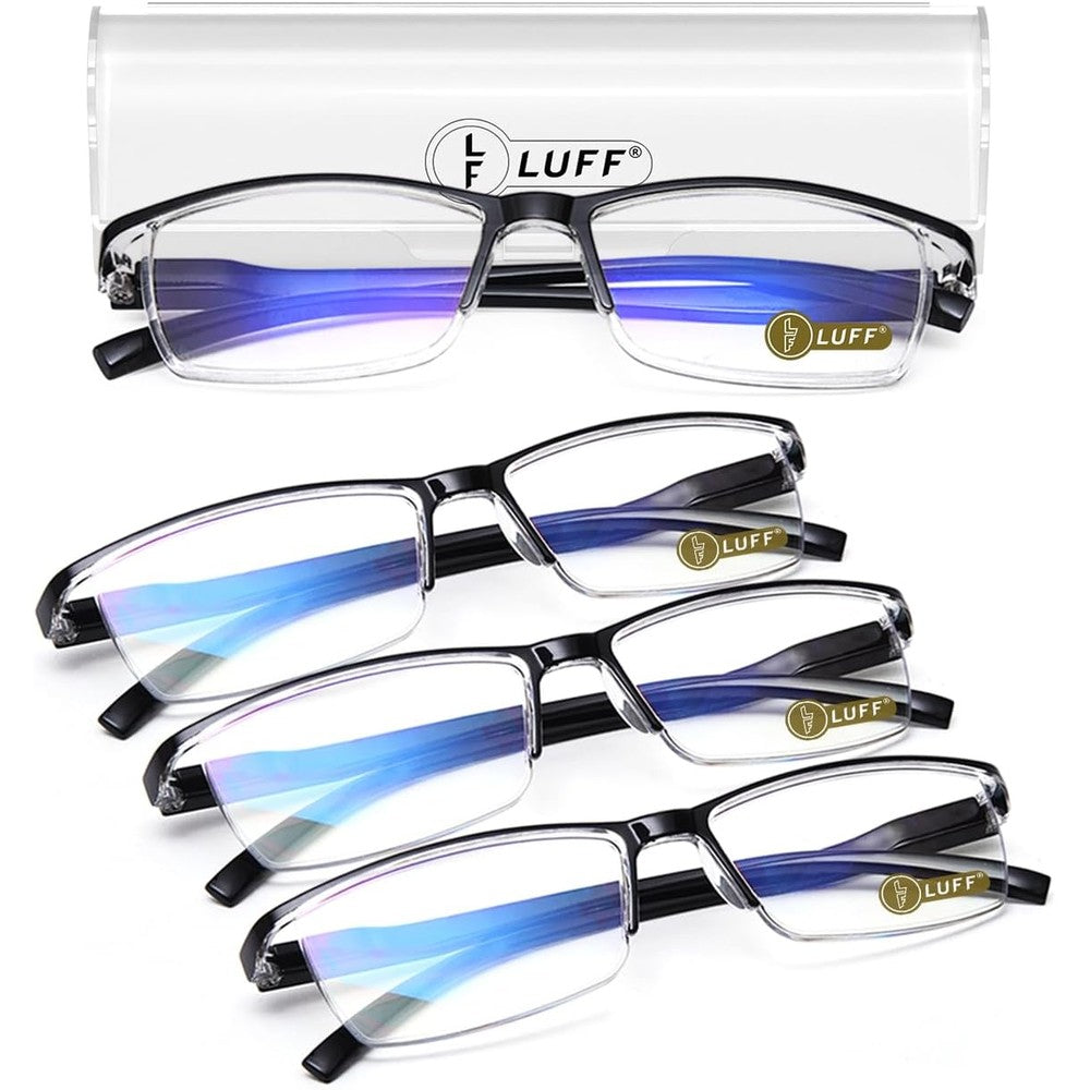 LUFF 4-Piece Anti-Blue-Ray Reading Glasses set with accessories