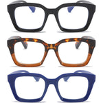 Dxyxyo oversized square blue light blocking reading glasses front view