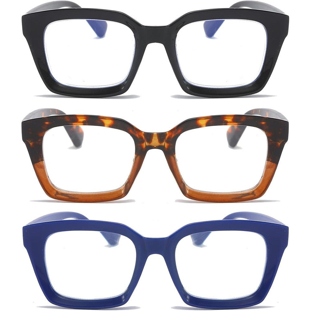 Dxyxyo oversized square blue light blocking reading glasses front view