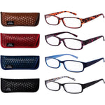 Eyeguard readers 4 pack women's glasses front view showing colorful patterned frames