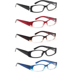 Sigvan 5 pack rectangular reading glasses front view