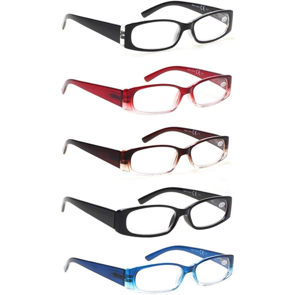 Sigvan 5 pack rectangular reading glasses front view