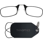 Always With You ThinOptics Keychain Reading Glasses front view of black frames.