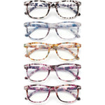 Jolisu 5 pack reading glasses blue light blocking front view