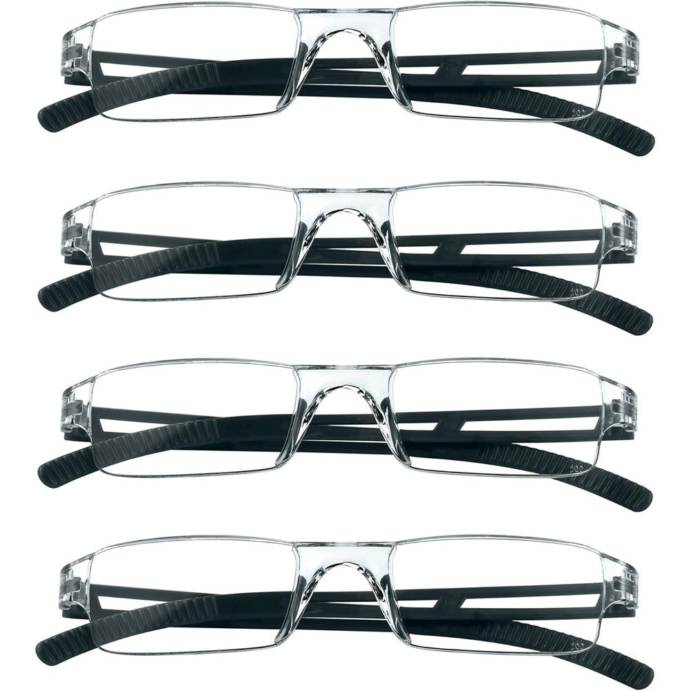 LifeArt blue light blocking reading glasses front view with rectangle frames.