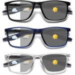 Hubeye photochromic reading glasses front view in matte black