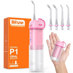 Bitvae P1 Water Flosser front view of pink portable oral irrigator.