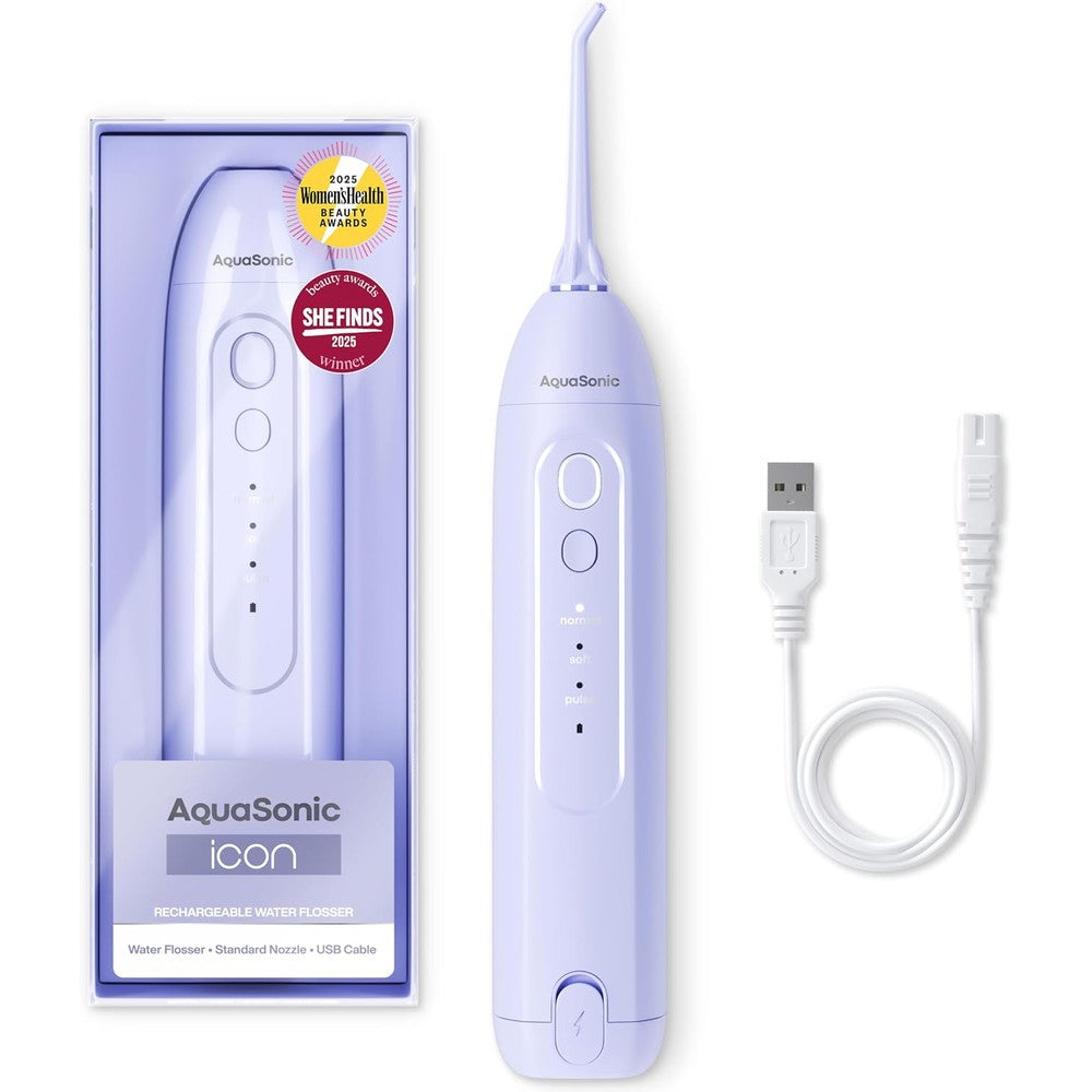 AquaSonic Icon Water Flosser in Lilac front view rechargeable oral irrigator