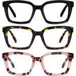 Xvxv blue light blocking oversized square reading glasses front view