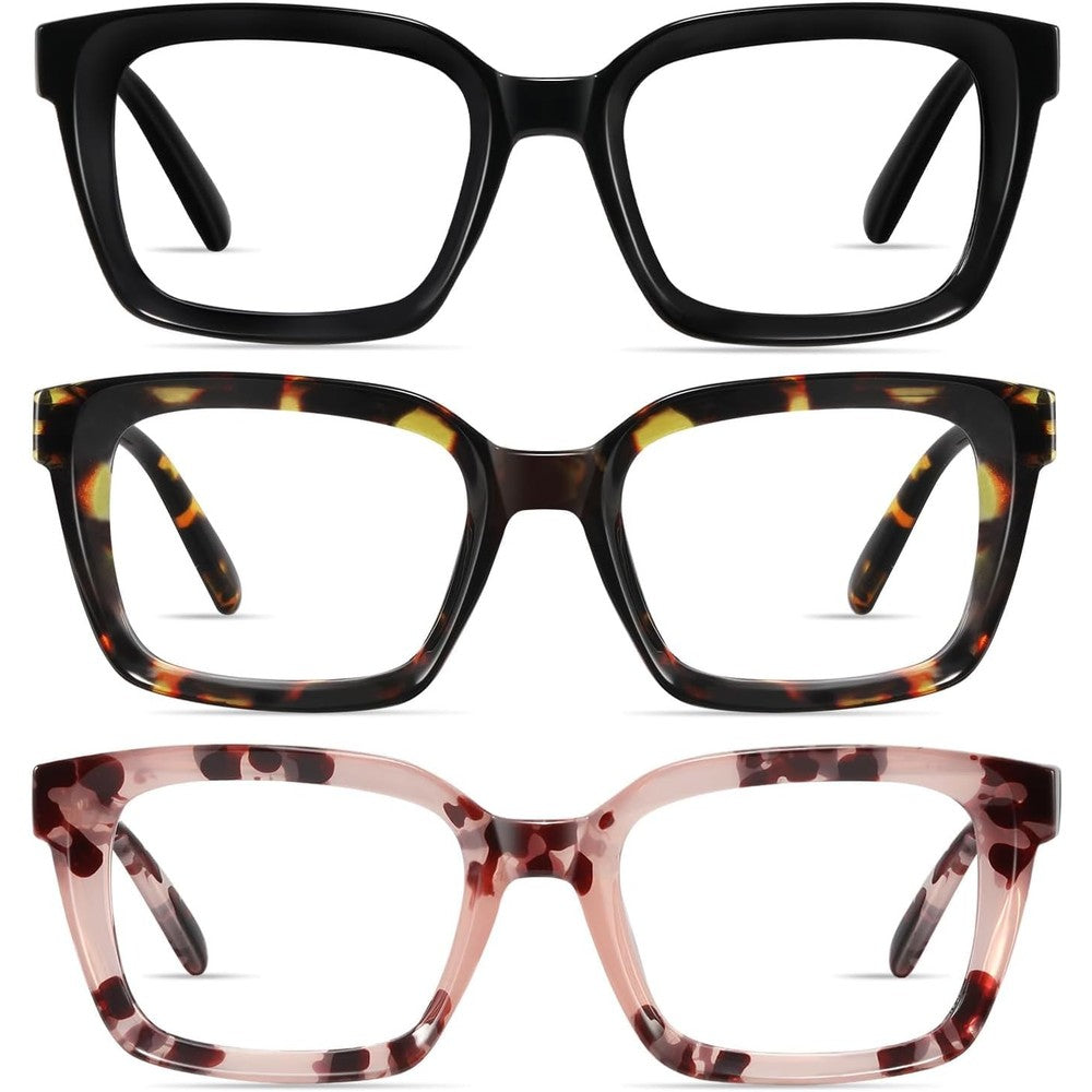 Xvxv blue light blocking oversized square reading glasses front view