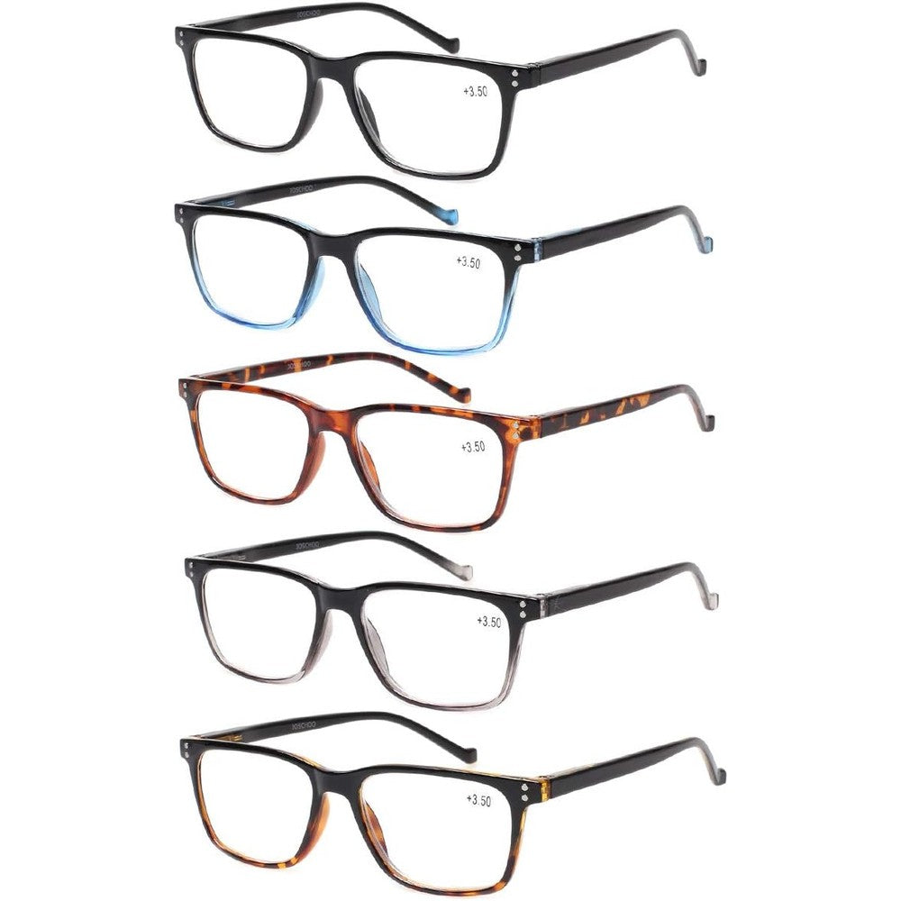 Joschoo 5 pack reading glasses with spring hinges front view